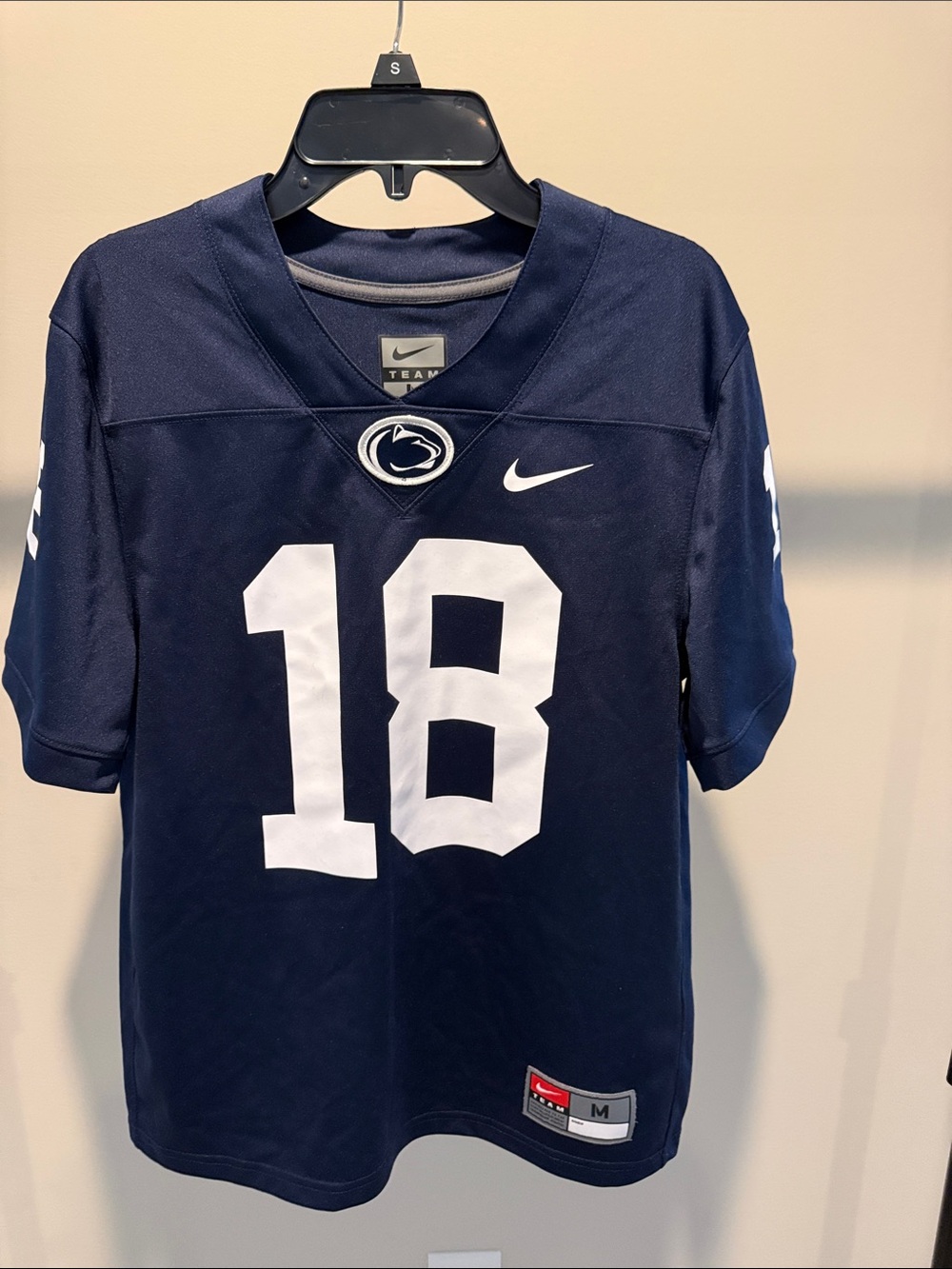 Nike Men’s Navy and White #18 Football Jersey